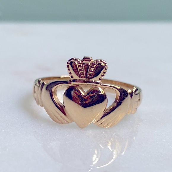 Jewelry 14k Solid Gold Claddagh Ring Vintage Made In Ireland Heart
